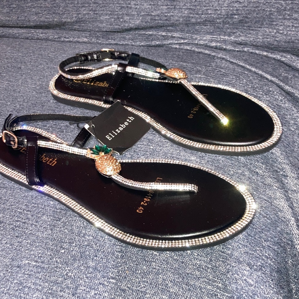 Elizabeth Black and Silver Women's Sandals